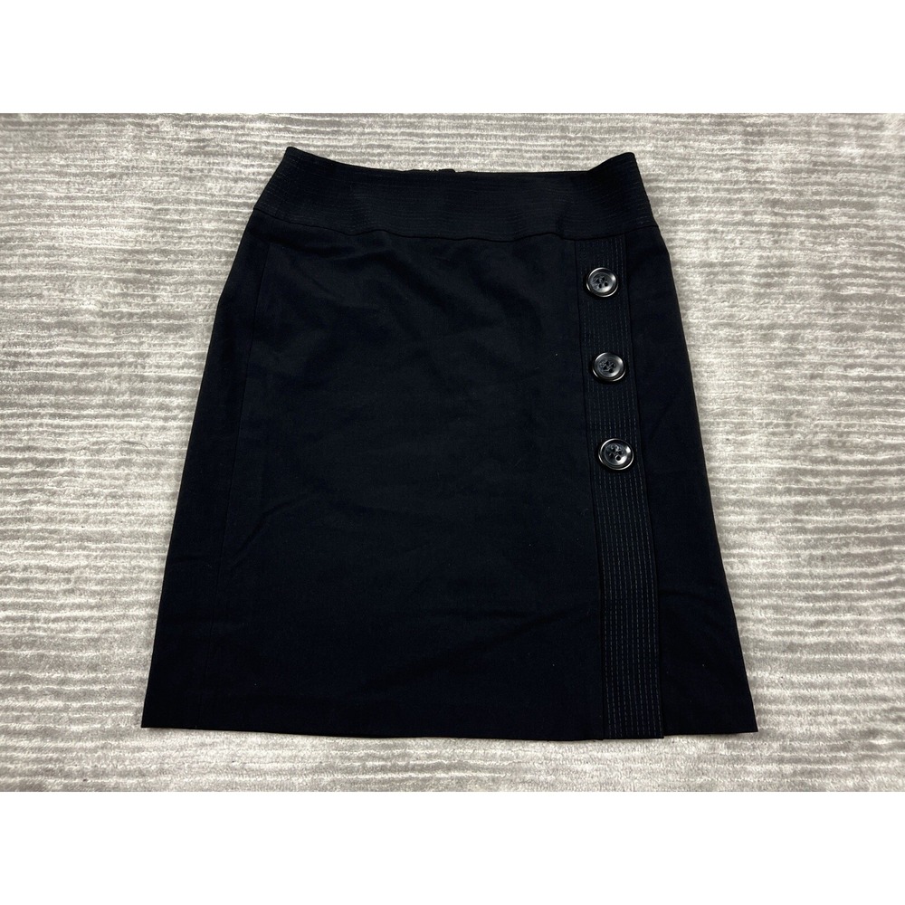 Kim Rogers Skirt Womens 8 Black Back Zip Polyester Blend Lined Knee Length